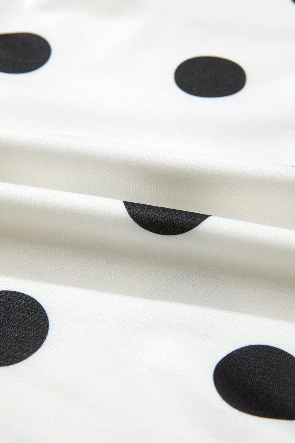 White Plus Size Polka Dot Printed Tank Split Skort 2pcs Outfit