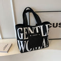 Letter Print Canvas Shoulder Bag with Large Capacity