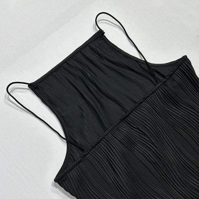 Solid Color Sleeveless Halter Dress