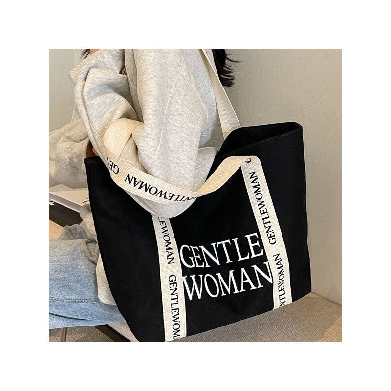 Chic Canvas Tote with Oversized Letter Print