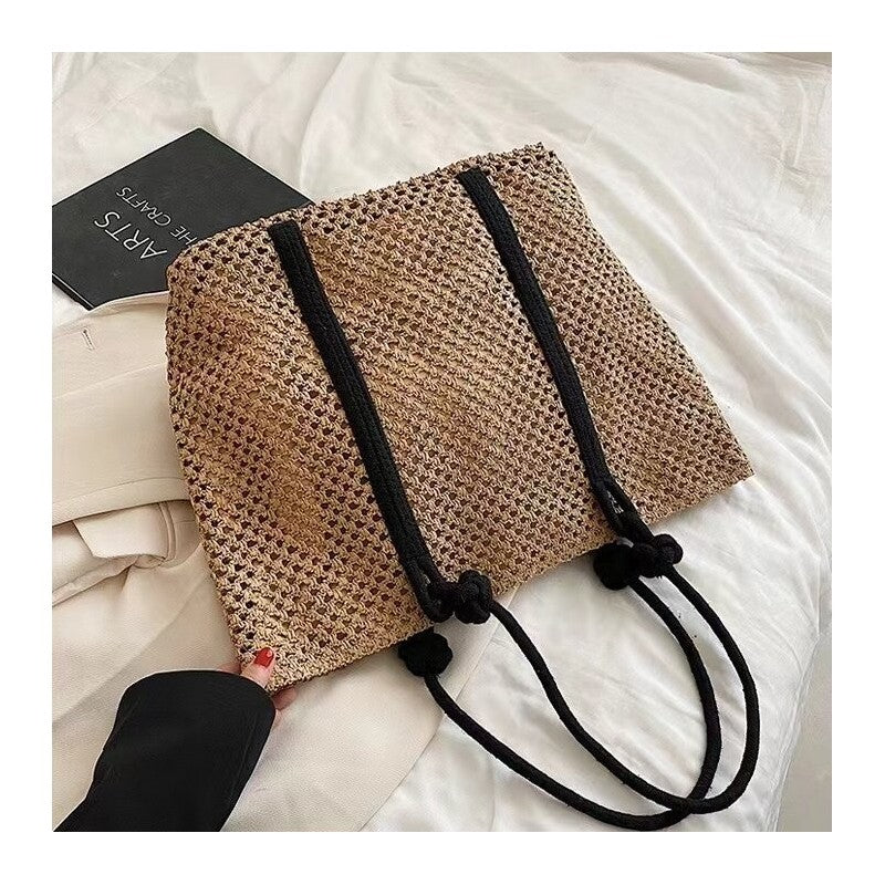 Woven Bag with Hollow-Out Design and Spacious Storage