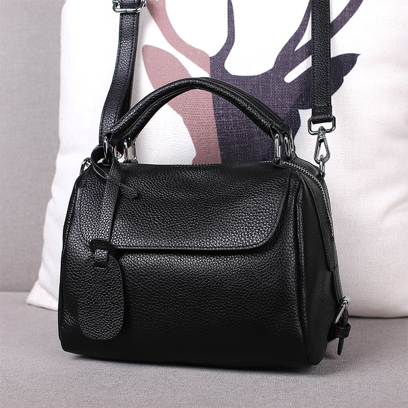 Vintage Full-Grain Cowhide Crossbody Bag | Retro Leather Shoulder Bag for Women