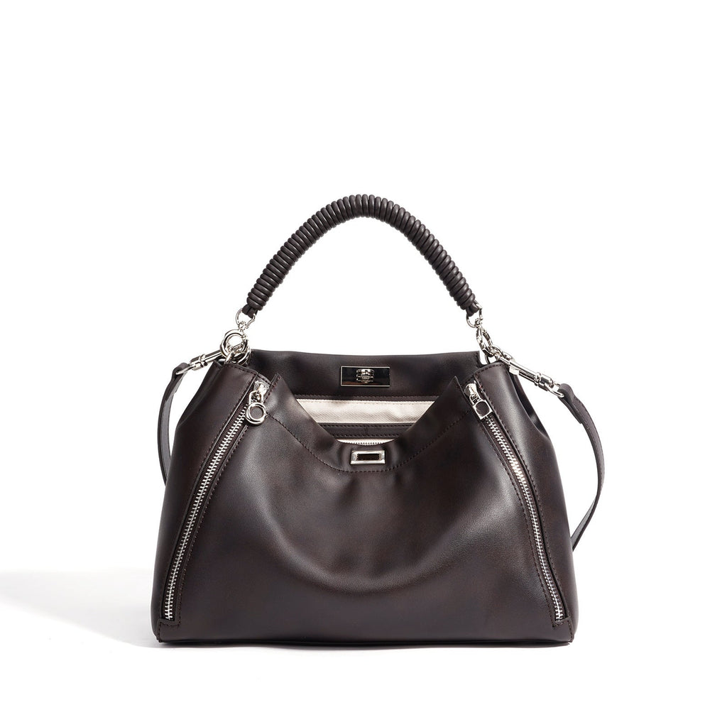 Women's Genuine Leather Cylindrical Crossbody Bag – Casual Everyday Shoulder Bag