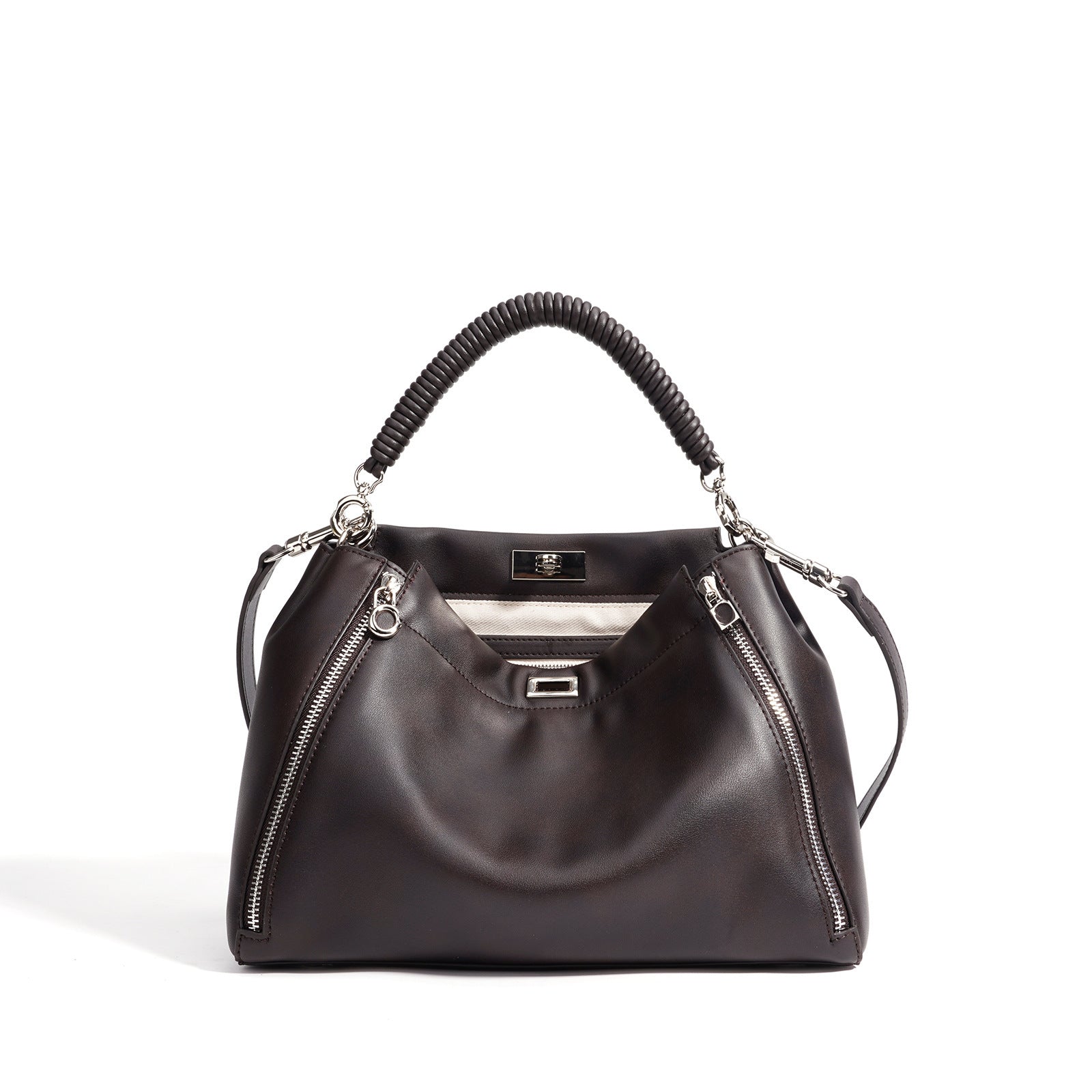 Women's Genuine Leather Cylindrical Crossbody Bag – Casual Everyday Shoulder Bag