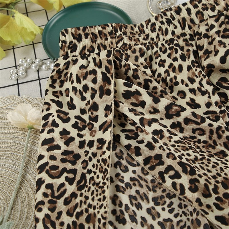 Leopard Print Relaxed-Fit Long Sleeve Lounge Set