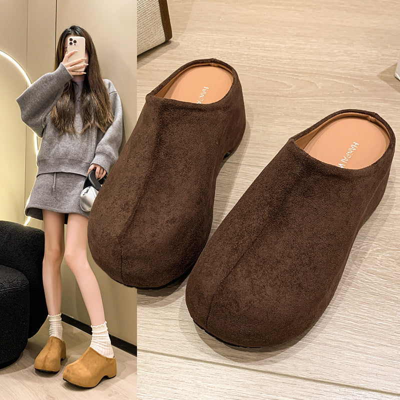 Women's Suede Platform Slippers - Height Boosting Comfort Shoes