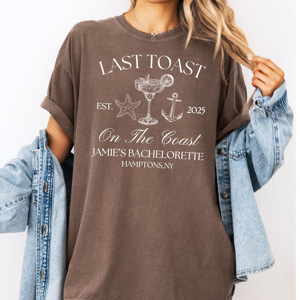 Personalized Last Toast on the Coast Beach Bachelorette Party Shirts