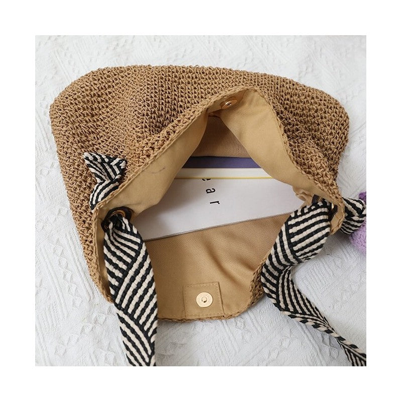 Straw Woven Beach Bag in Solid Color