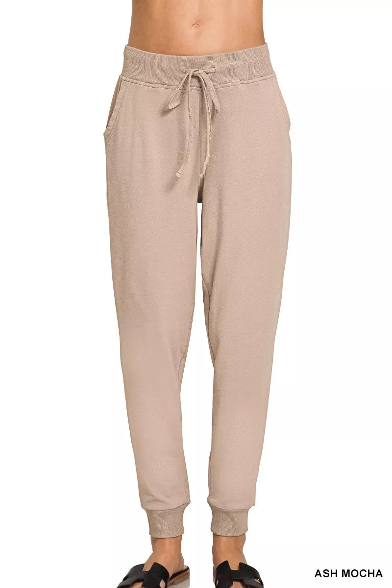Drawstring Cotton Joggers with Pockets