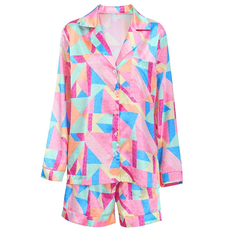 Printed Long Sleeve Shorts Pajama Set