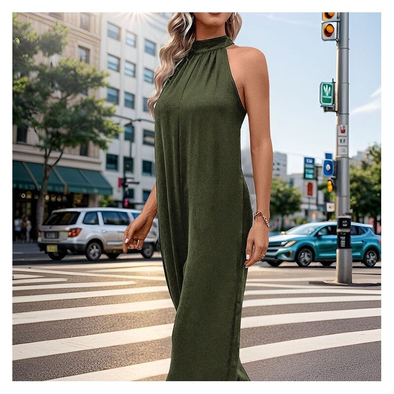 Sleek Strap Straight Jumpsuit in Solid Color