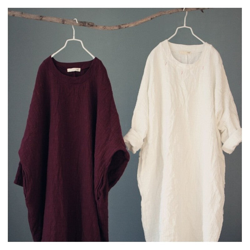 Embroidered Maxi Dress with Solid Color Long Sleeves