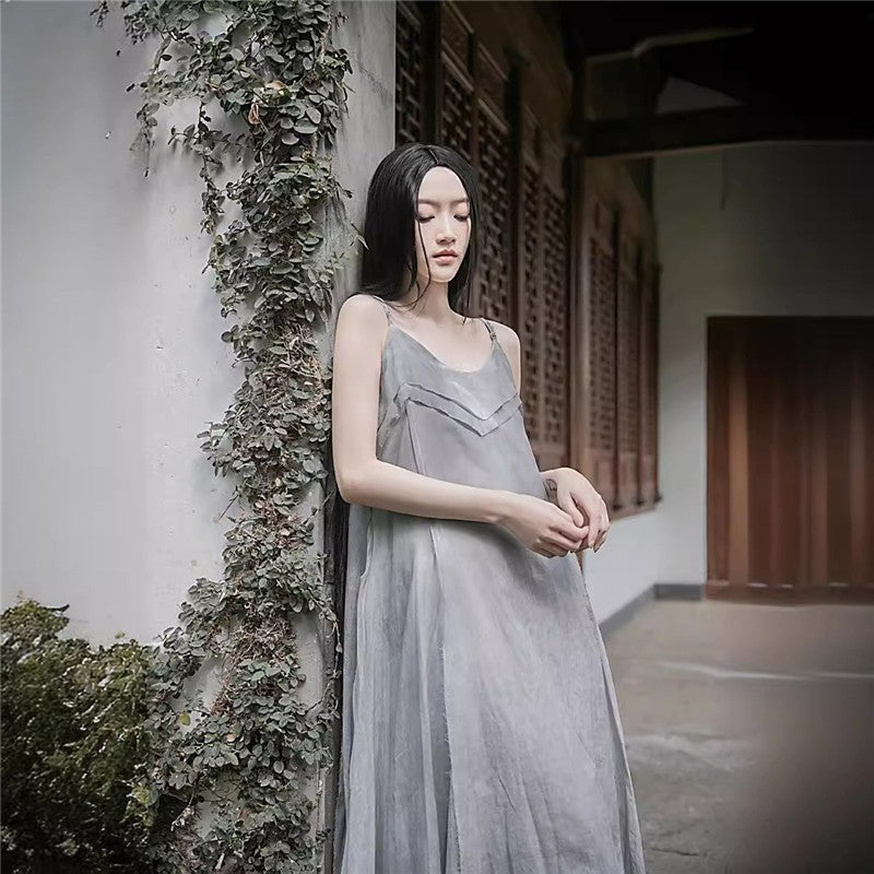 Ruffled Hem Elegant Maxi Dress in Solid Color