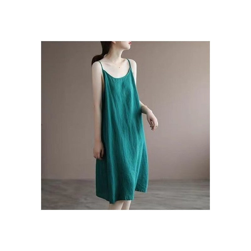 Halter Neck Sleeveless Loose Fit Midi Skirt