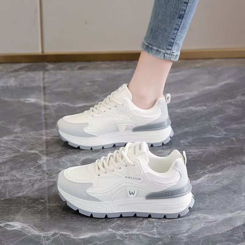 Women's Lace-Up PU Leather Sneakers | Thick Non-Slip Rubber Sole | Casual Low-Top Shoes