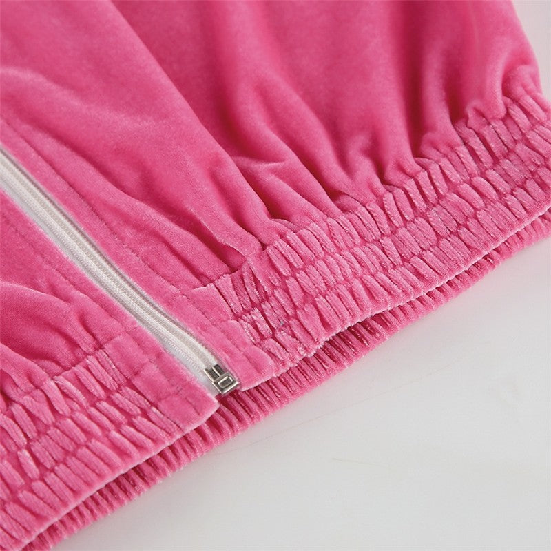 Velvet Drawstring Hoodie and Wide Leg Pants Sports Casual Suit