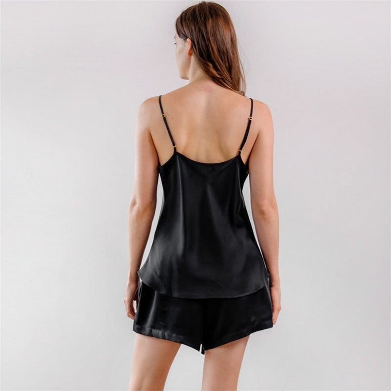 Silky Halter Top and Shorts Pajama Set for Women