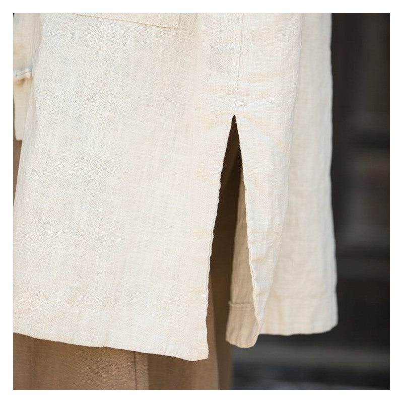 Shirt With Chinese-Style Stand Collar And Frog Button