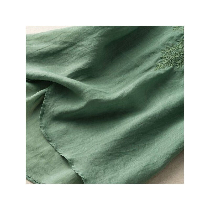 Breathable Loose Fit V-Neck Embroidered T-Shirt