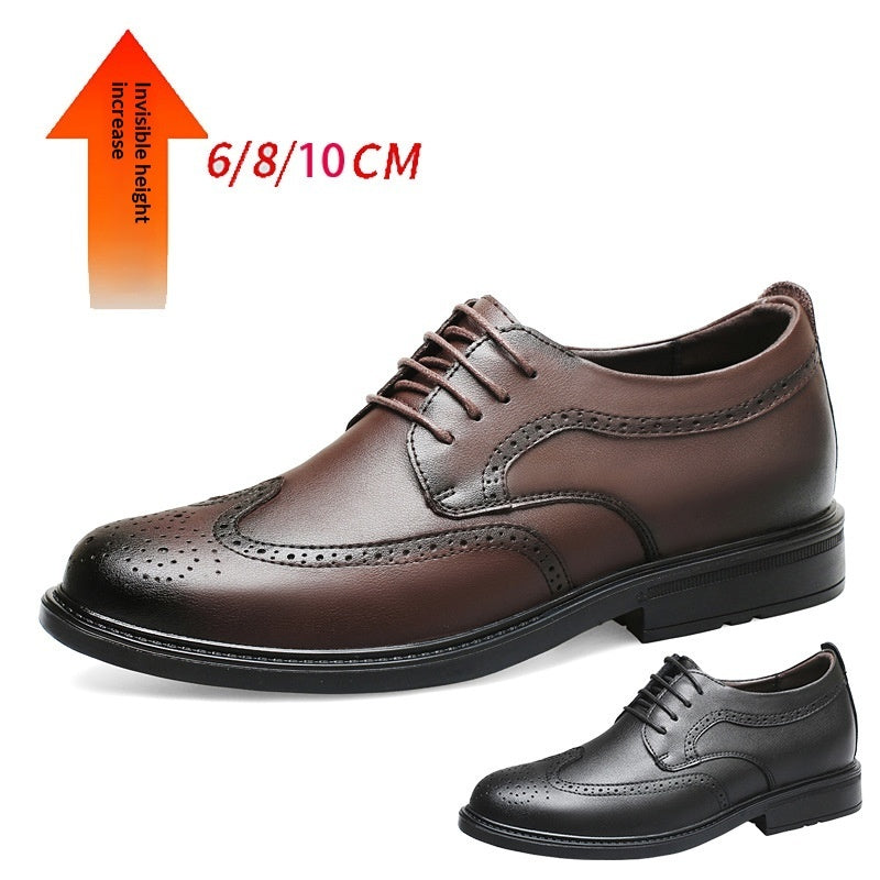 Men's Invisible Height Increasing Leather Shoes | Business Formal Elevator Shoes 6cm 8cm Lift