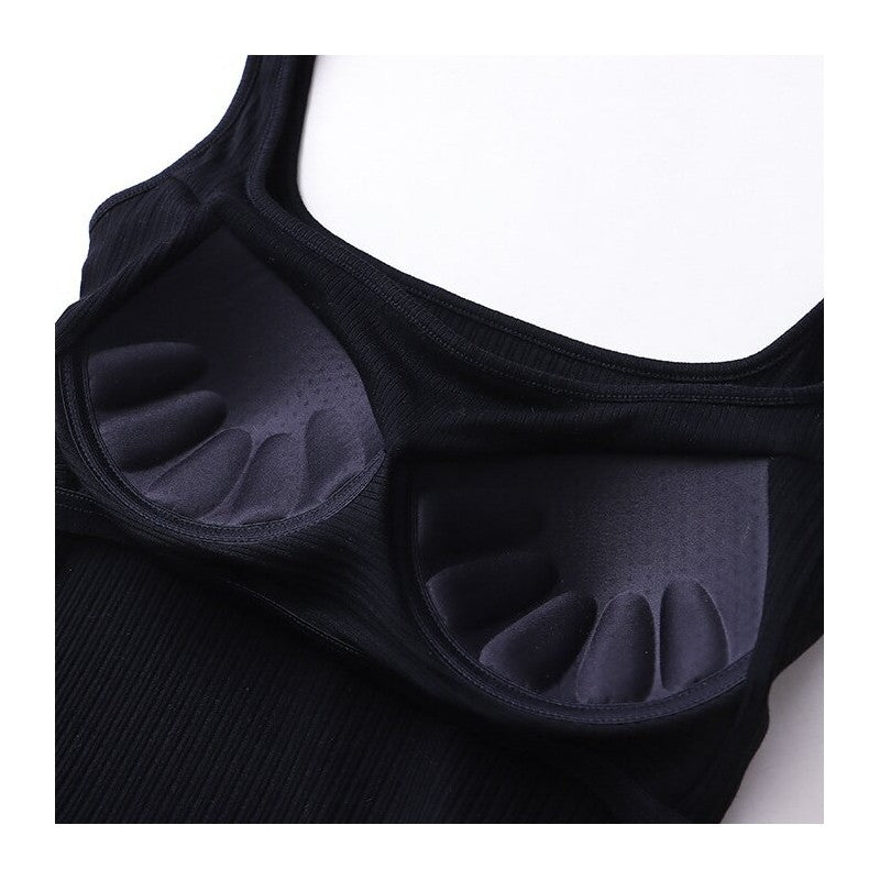Padded V-Neck Wide Strap Tank Top