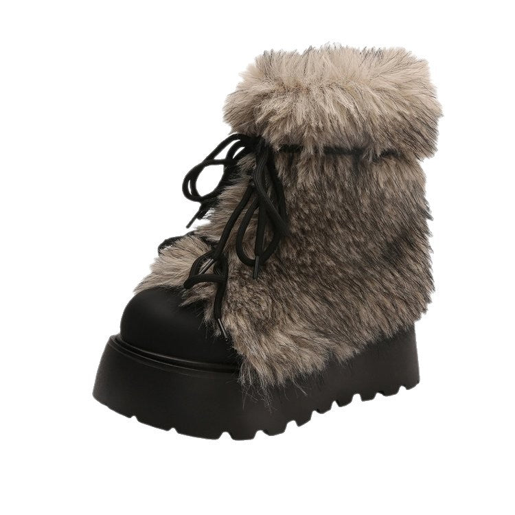 Women's Warm Faux Fur Lined Winter Snow Boots - Non-Slip Mid-Calf Boots