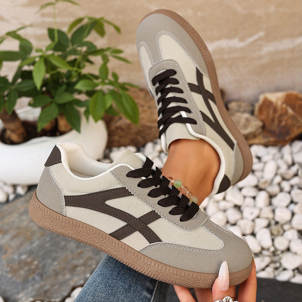 Women's Casual Athletic Sneakers - Lightweight Lace-Up Low-Top Shoes