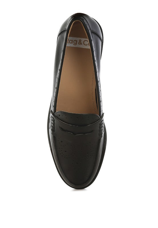 Clotilda Perforated Low Heel Loafers