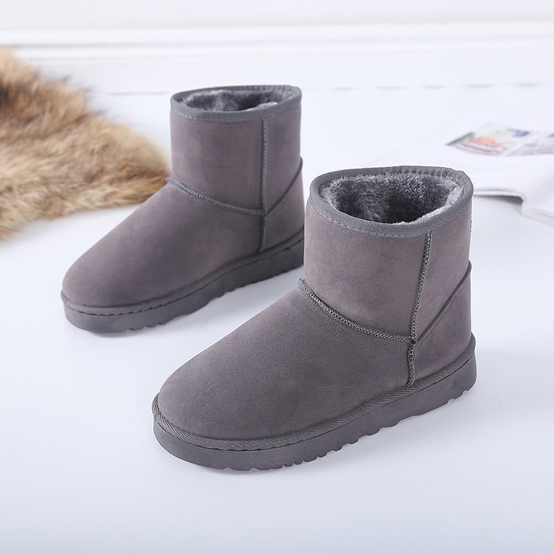 Women's Faux Fur Snow Boots | Suede Flat Heel Winter Ankle Boots