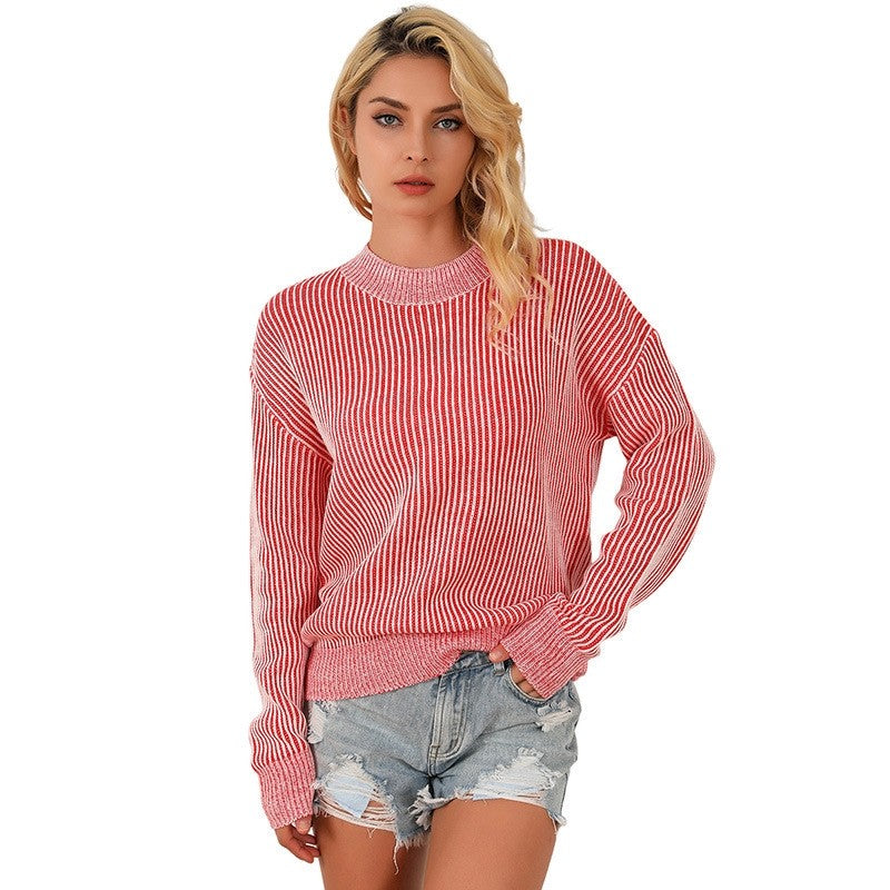 Striped Thickened Turtleneck Long Sleeve Sweater