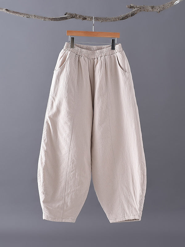 Casual Loose Keep Warm Elasticity Solid Color Casual Pants Bottoms