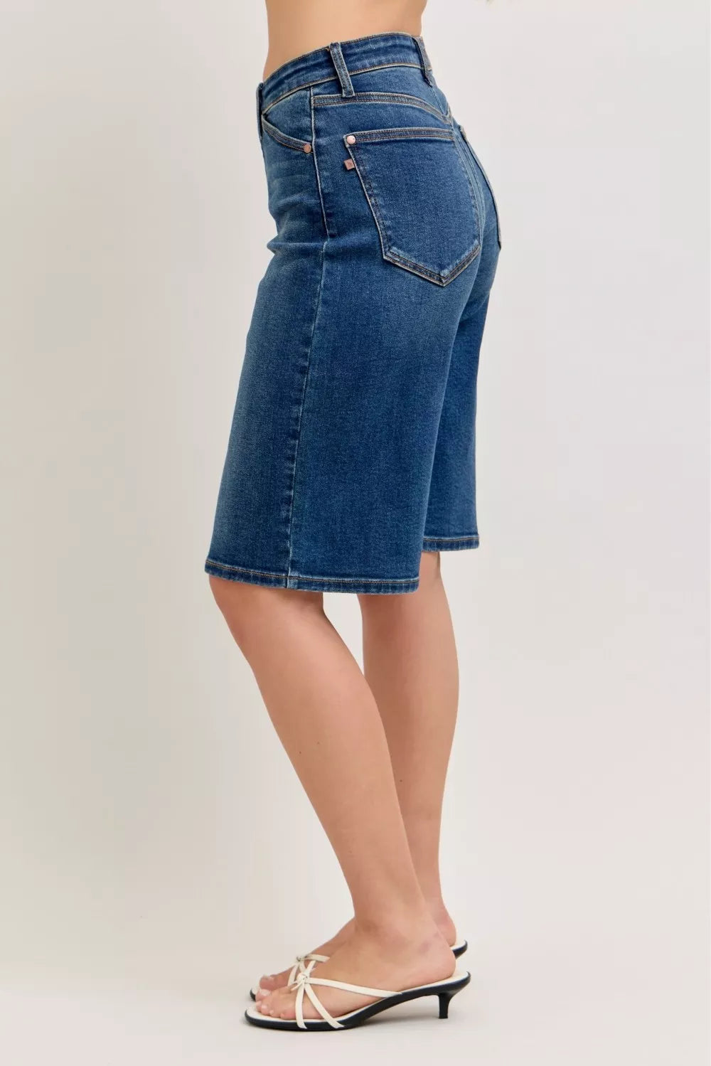 High Waist Bermuda Denim Shorts