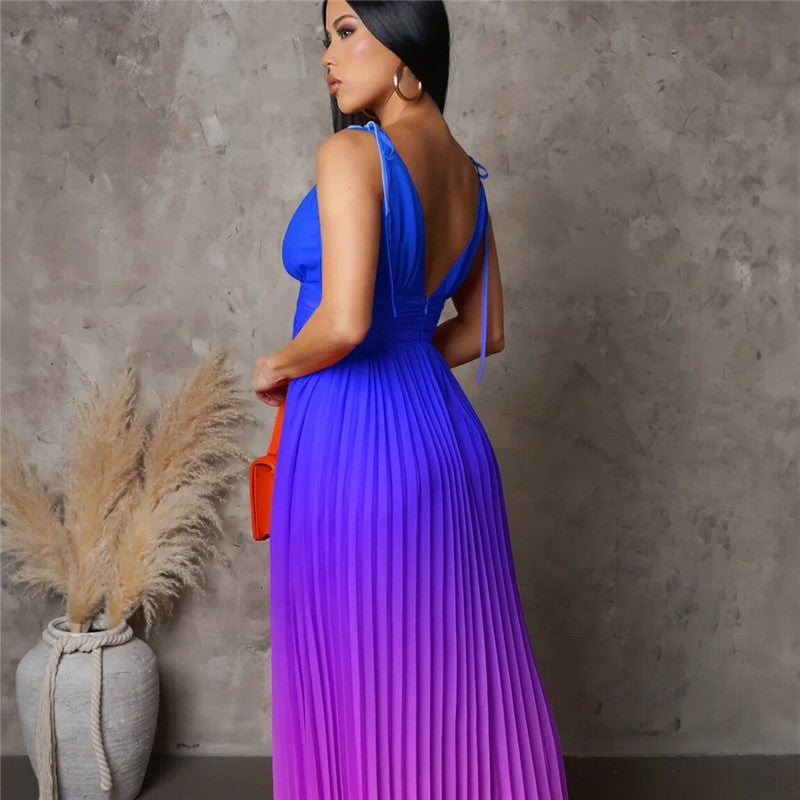 Sure! Here is an optimized title for your clothing product in English:

"Ombre Spaghetti Strap Backless Maxi