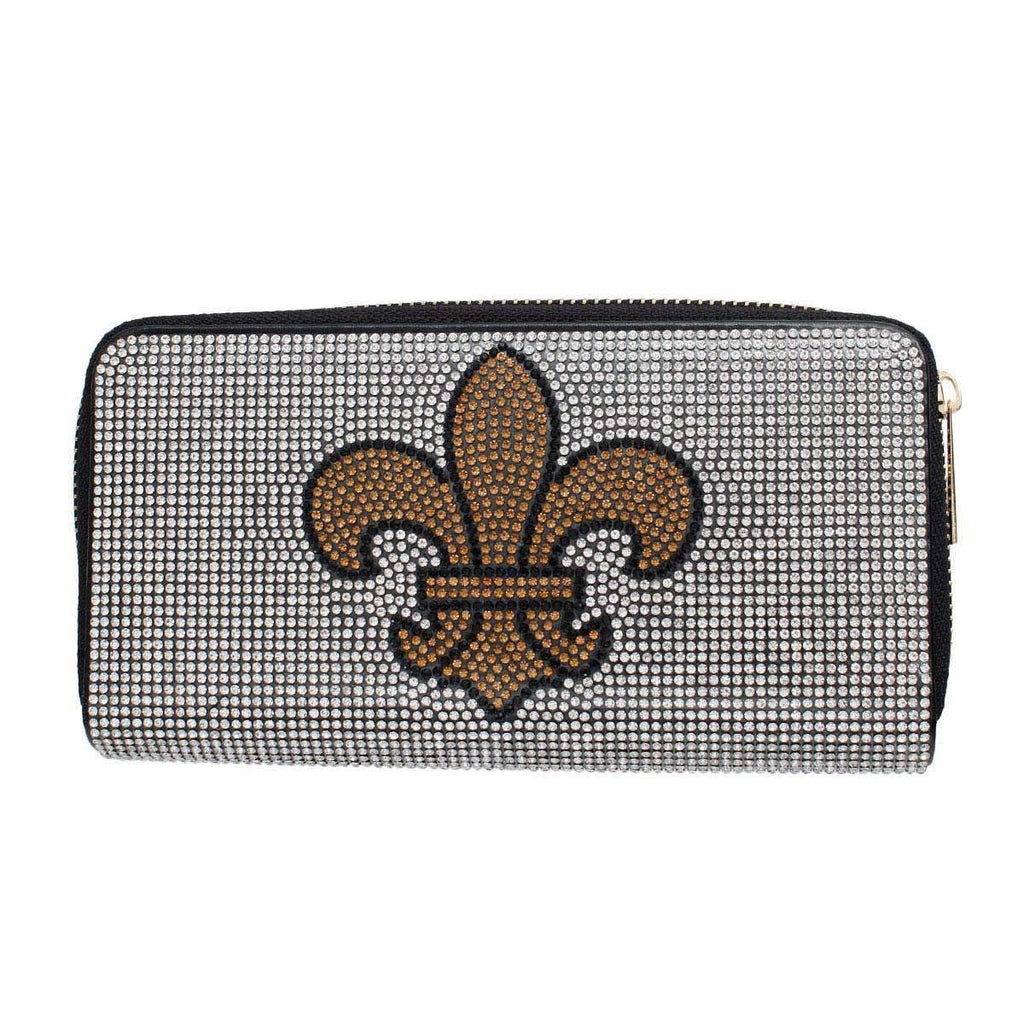 Fashion Wallet with Rhinestone Fleur de Lis Accent Stylish Accessory