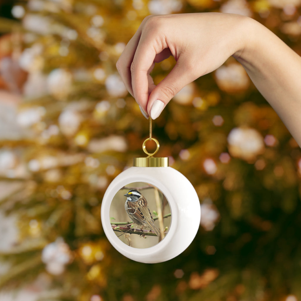 White-throated Sparrow - Christmas Ball Ornament