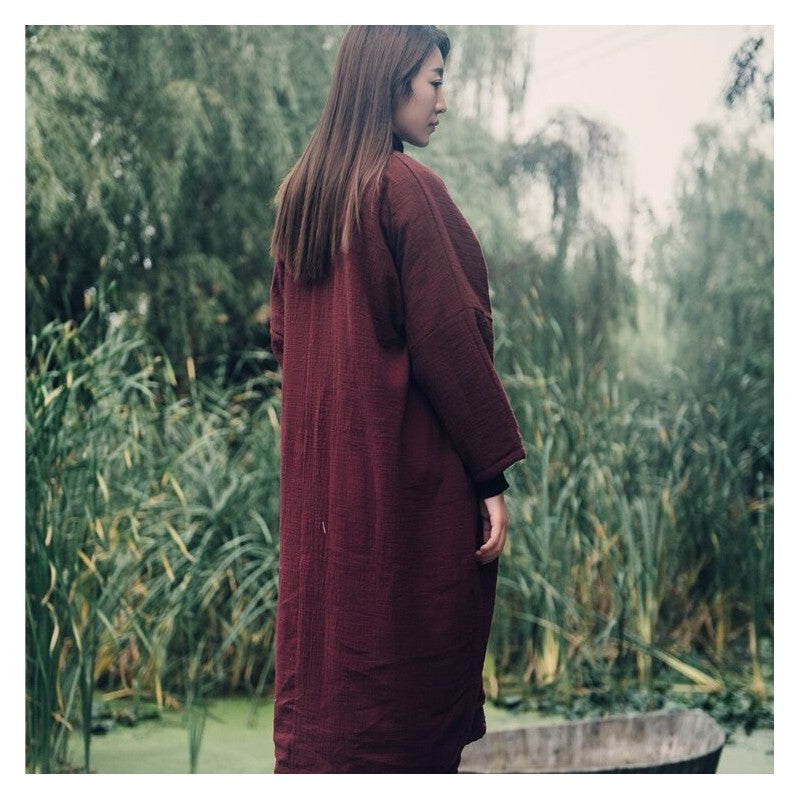 Embroidered Maxi Dress with Solid Color Long Sleeves