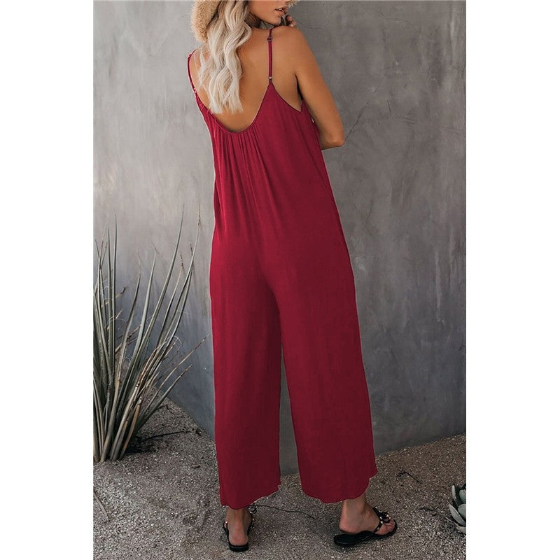 Spaghetti Strap Wide Leg Jumpsuit