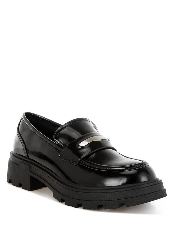 Gleam Stride Faux Leather Chunky Loafers