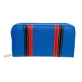 Double Zipper Wallet Blue Striped Stylish Casual Accessory
