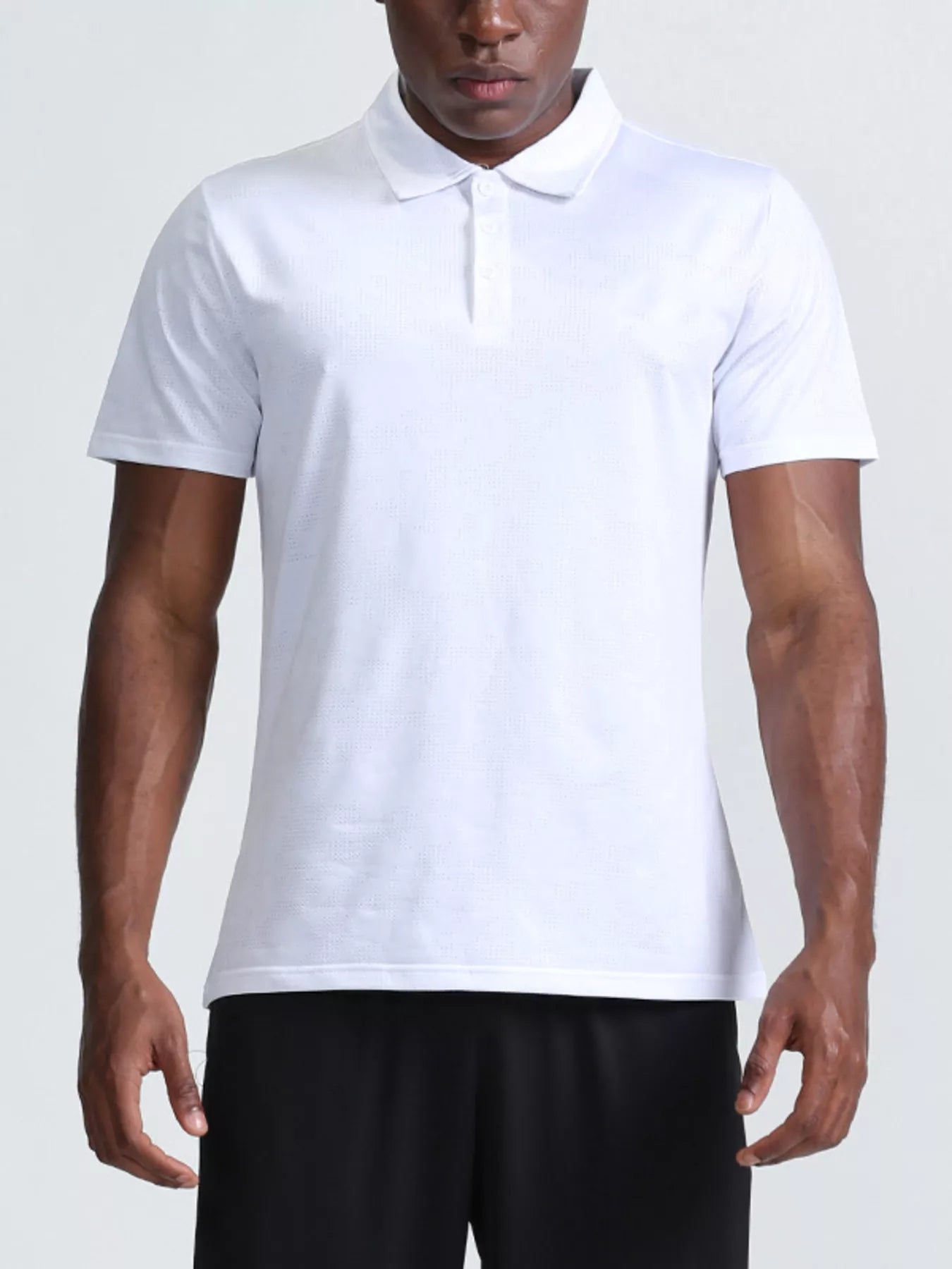 Men's Full Size Button Detail Short Sleeve Polo Plus Size