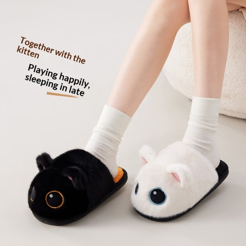 Cozy Cat Slippers with Fleece Lining - Warm Indoor House Shoes for Women & Men