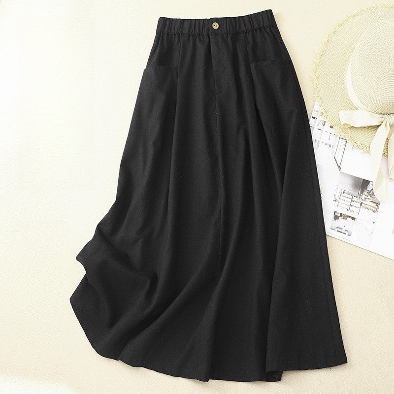 Elastic Waist A-Line Midi Skirt for a Slimming Look