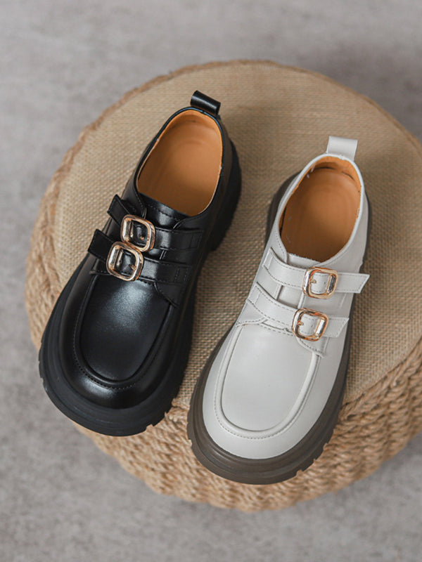 Round-Toe Split-Joint Loafers Platform Shoes