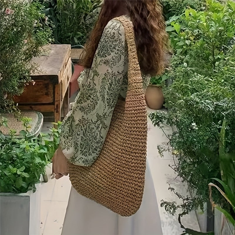 Straw Woven Beach Shoulder Bag - Classic Design