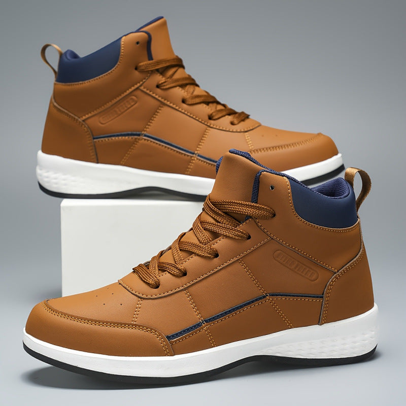 Men's High Top Lace-Up Boots | Anti-Slip PU Leather Loafer Shoes for Men & Women