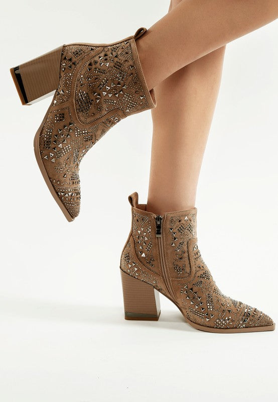 Omishi Stud Embellished Ankle Boots