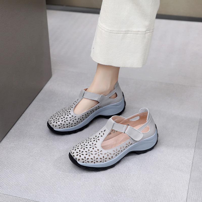 Women's Comfortable Flat Leather Shoes – Suede Round Toe Flats