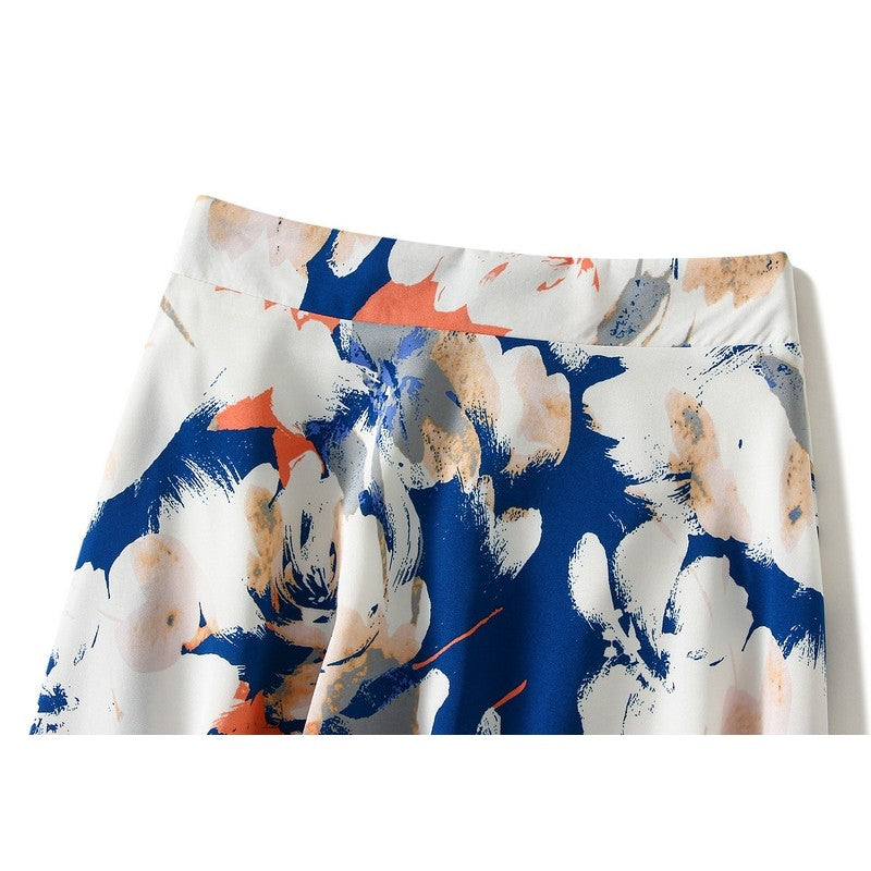 Floral Print High-Waisted A-Line Retro Skirt