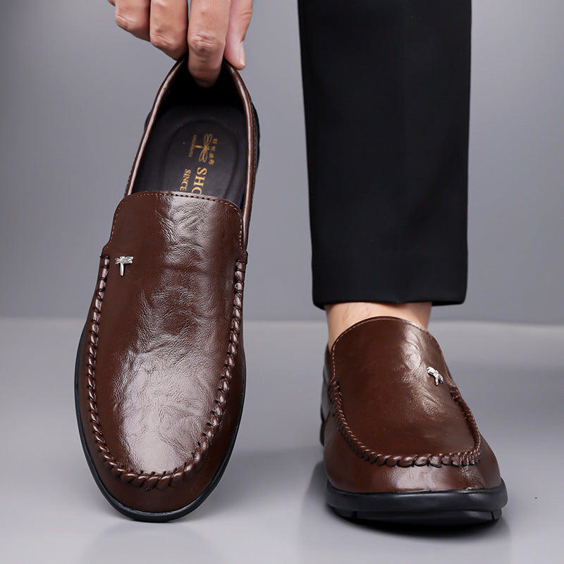 Men's Genuine Leather Slip-On Loafers | Breathable Suede Casual Shoes with Non-Slip Rubber Sole