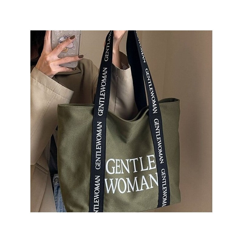 Chic Canvas Tote with Oversized Letter Print
